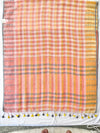 Pina Colada Peach Checks Linen Saree
