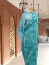 Iris Blue Printed Linen Saree