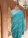 Iris Blue Printed Linen Saree