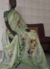 Primrose Green Printed Linen Saree