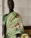 Light Green Printed Linen Saree