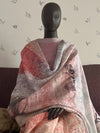 Valley of Flowers Peach Printed Linen Saree