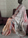 Valley of Flowers Peach Printed Linen Saree