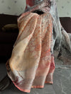 Valley of Flowers Peach Printed Linen Saree