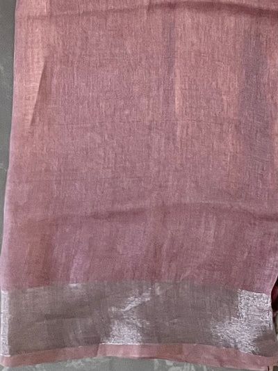 Valley of Flowers Peach Printed Linen Saree