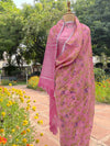 Primrose Pink Printed Linen Saree