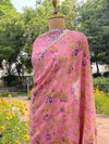 Primrose Pink Printed Linen Saree