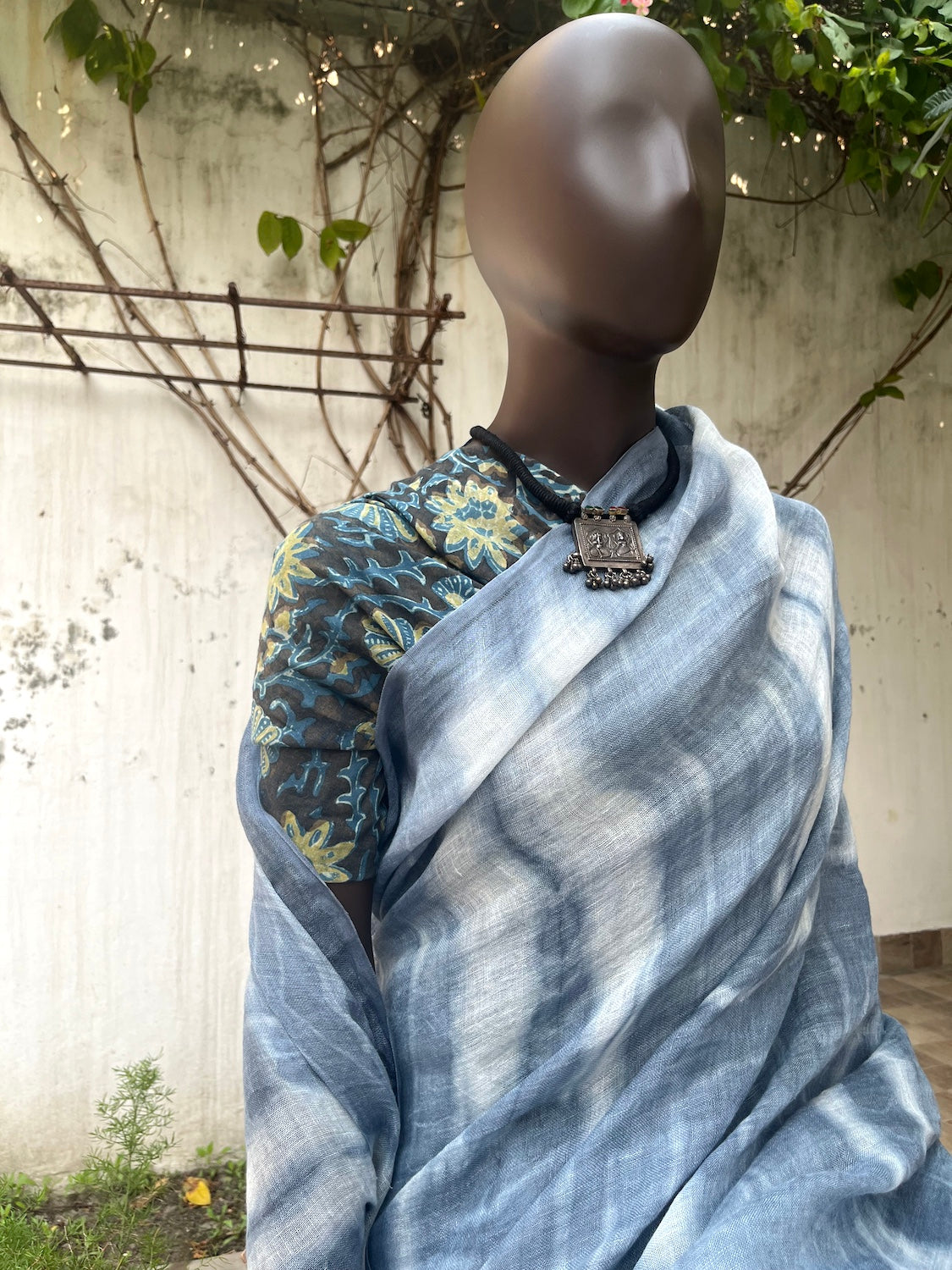 Smokey Grey Linen Saree