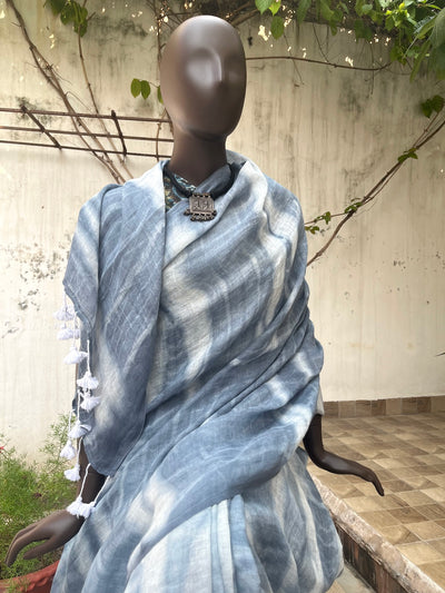 Smokey Grey Linen Saree