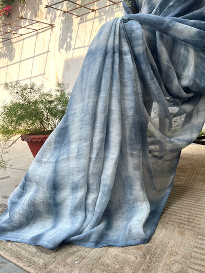 Smokey Grey Linen Saree