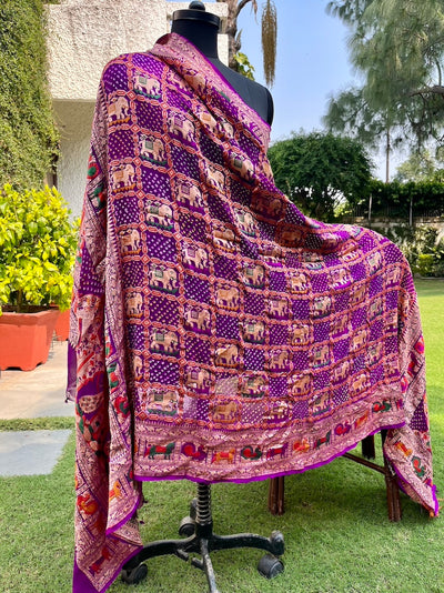 Junagarh Magenta Shikar Bandhani Dupatta