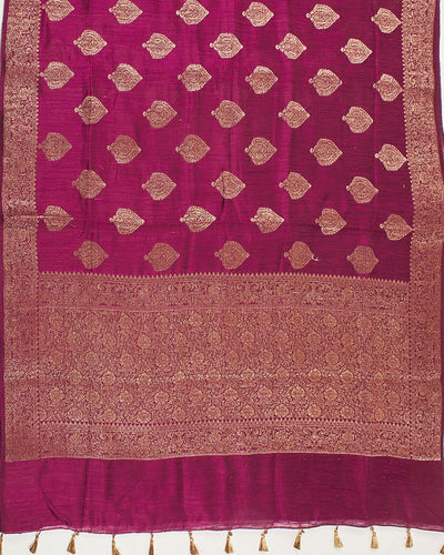 Kairvi Magenta Purple Raw Silk Saree