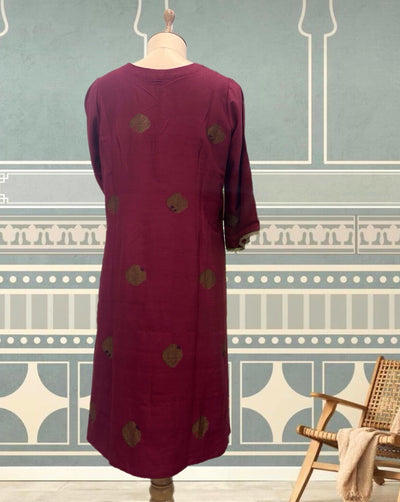 Maroon Antique Boota Matka Georgette Kurta