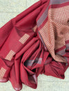 Maroon Cotton Silk Checks Saree