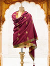 Kainat Maroon Kadhuwa Booti Silk Dupatta