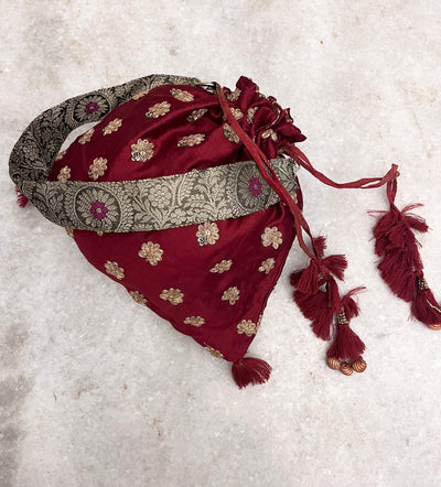 Aparajita Maroon Silk Potli