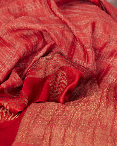 Naureen Maroon Stripe Moonga Saree