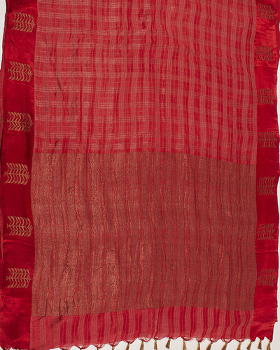 Naureen Maroon Stripe Moonga Saree