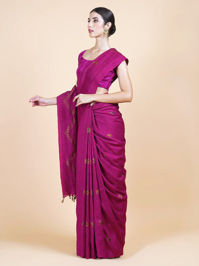Raasa Wine Chevron Matka Georgette Saree