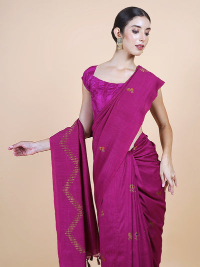 Raasa Wine Chevron Matka Georgette Saree
