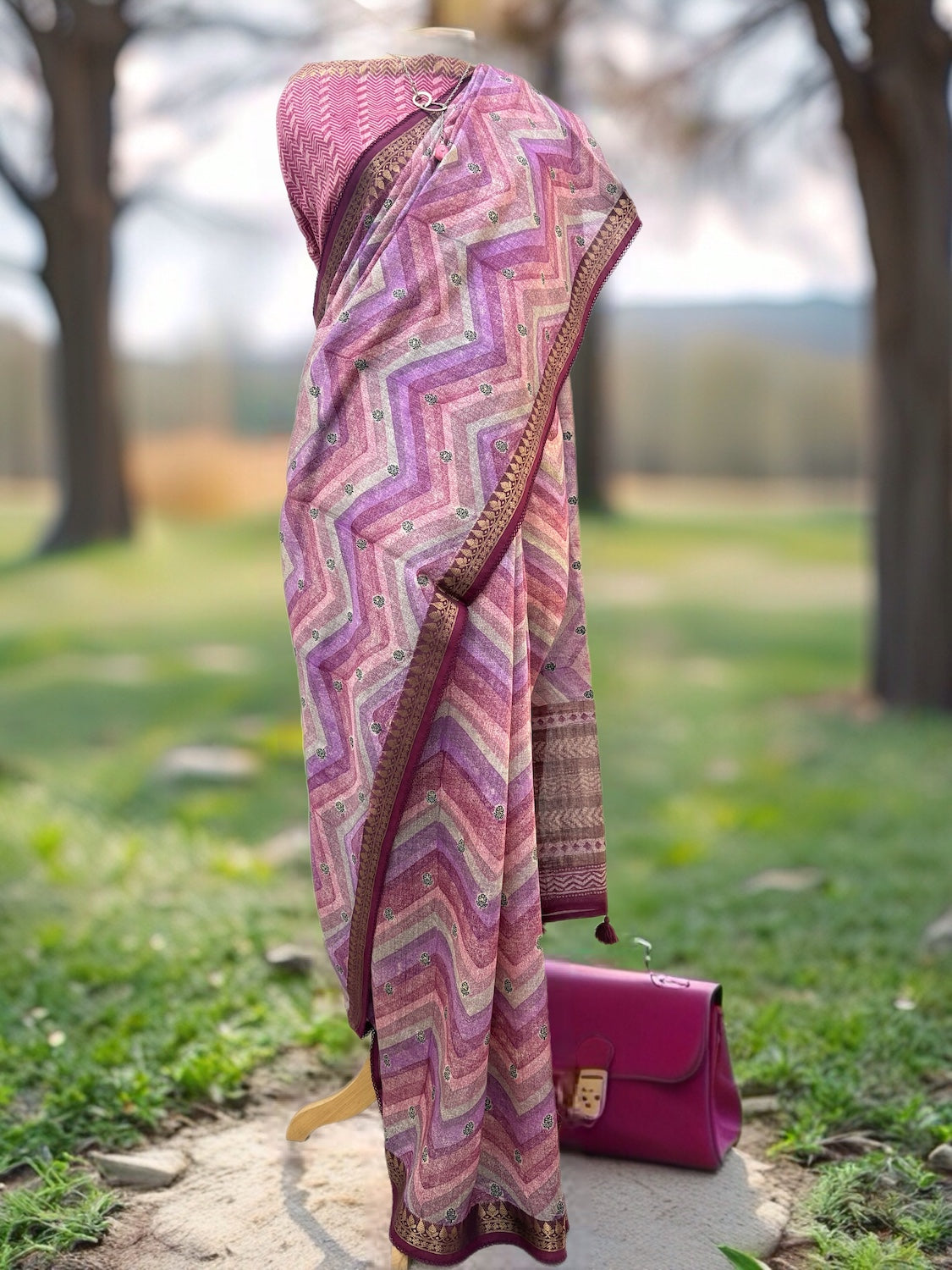 Corporate Diva Mauve Moonga Cotton Saree
