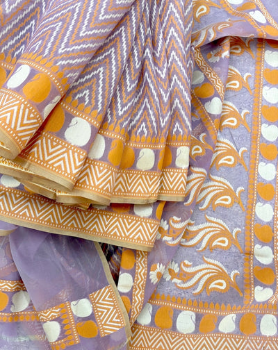 Aster Mauve Cotton Cutwork Saree
