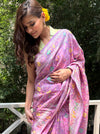 Pinjore Mauve Tussar Georgette Saree