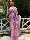 Pinjore Mauve Tussar Georgette Saree