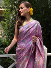 Pinjore Mauve Tussar Georgette Saree