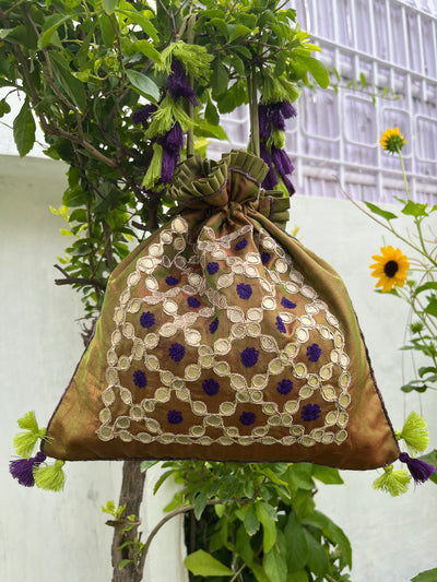 Henna Green Gota Work Potli