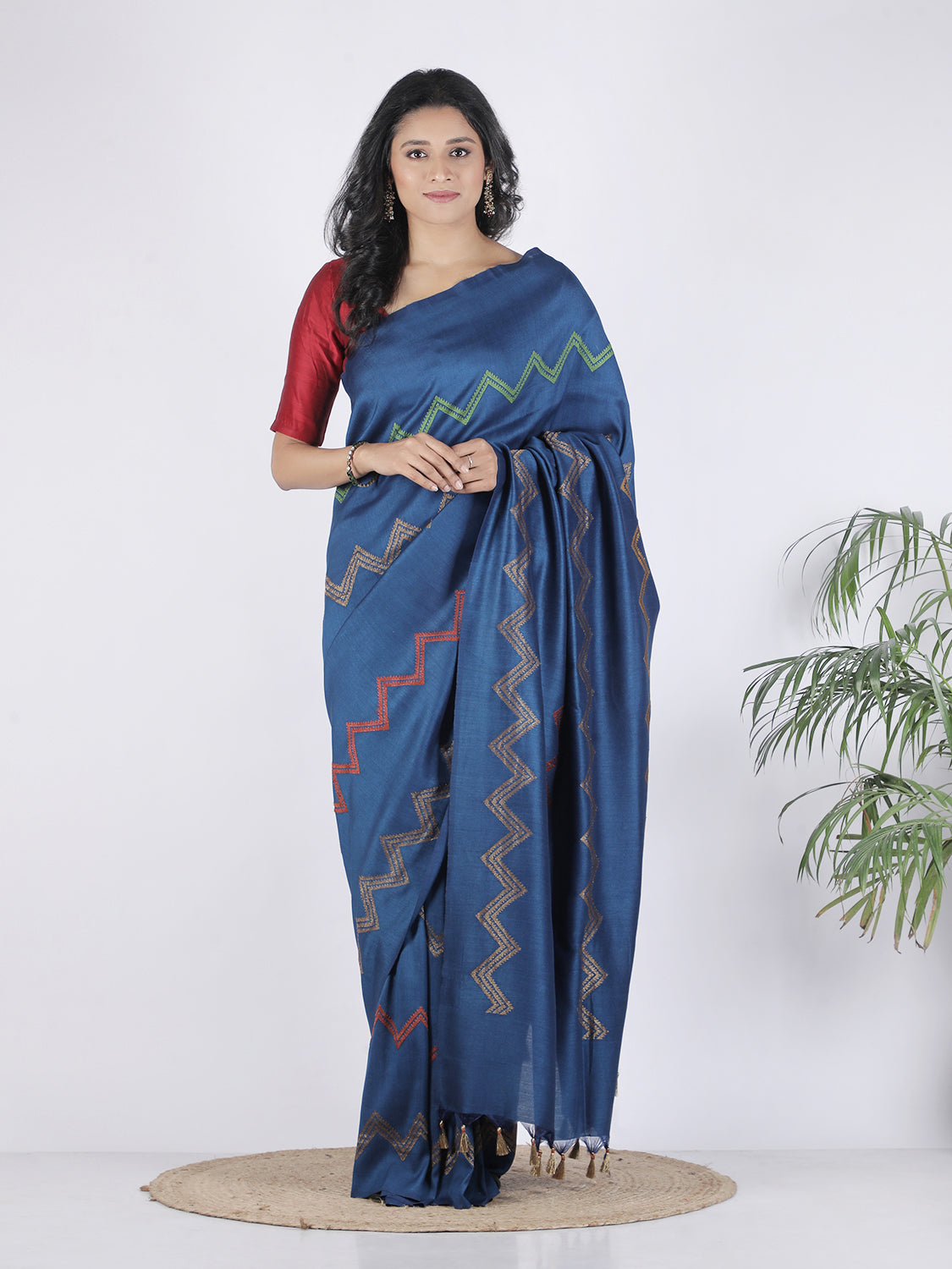 Kiara Blue Chevron Matka Georgette Saree