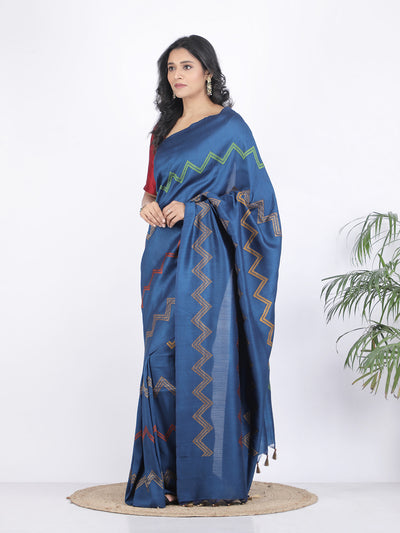 Kiara Blue Chevron Matka Georgette Saree