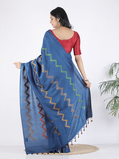 Kiara Blue Chevron Matka Georgette Saree