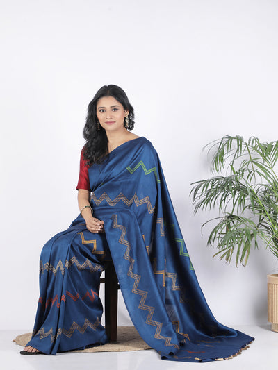 Kiara Blue Chevron Matka Georgette Saree