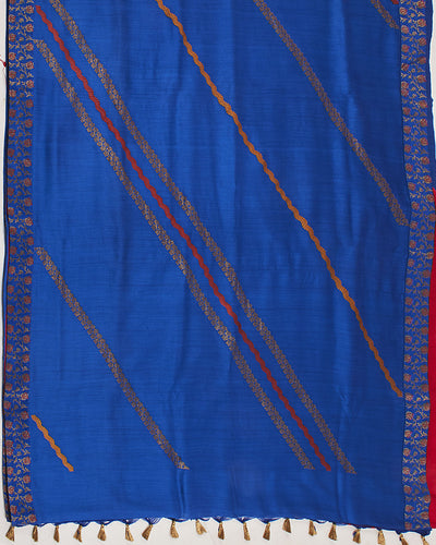Kumarakom Blue Stripe Matka Georgette Saree