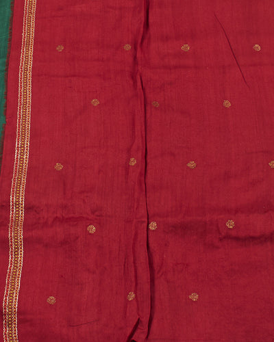 Falaknuma Green Embroidered Matka Georgette Saree