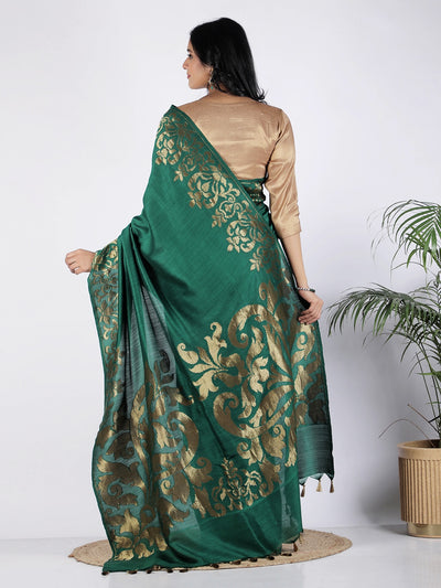 Chinar Dark Green Matka Georgette Border Saree