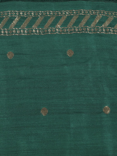 Chinar Dark Green Matka Georgette Border Saree