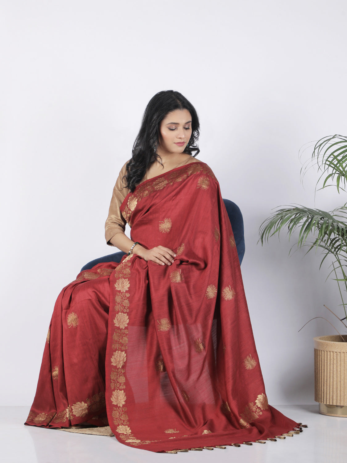 Zanskar Rust Matka Georgette Saree