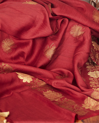 Zanskar Maroon Matka Georgette Saree