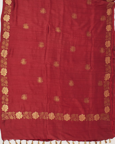 Zanskar Maroon Matka Georgette Saree