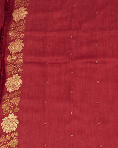 Zanskar Maroon Matka Georgette Saree