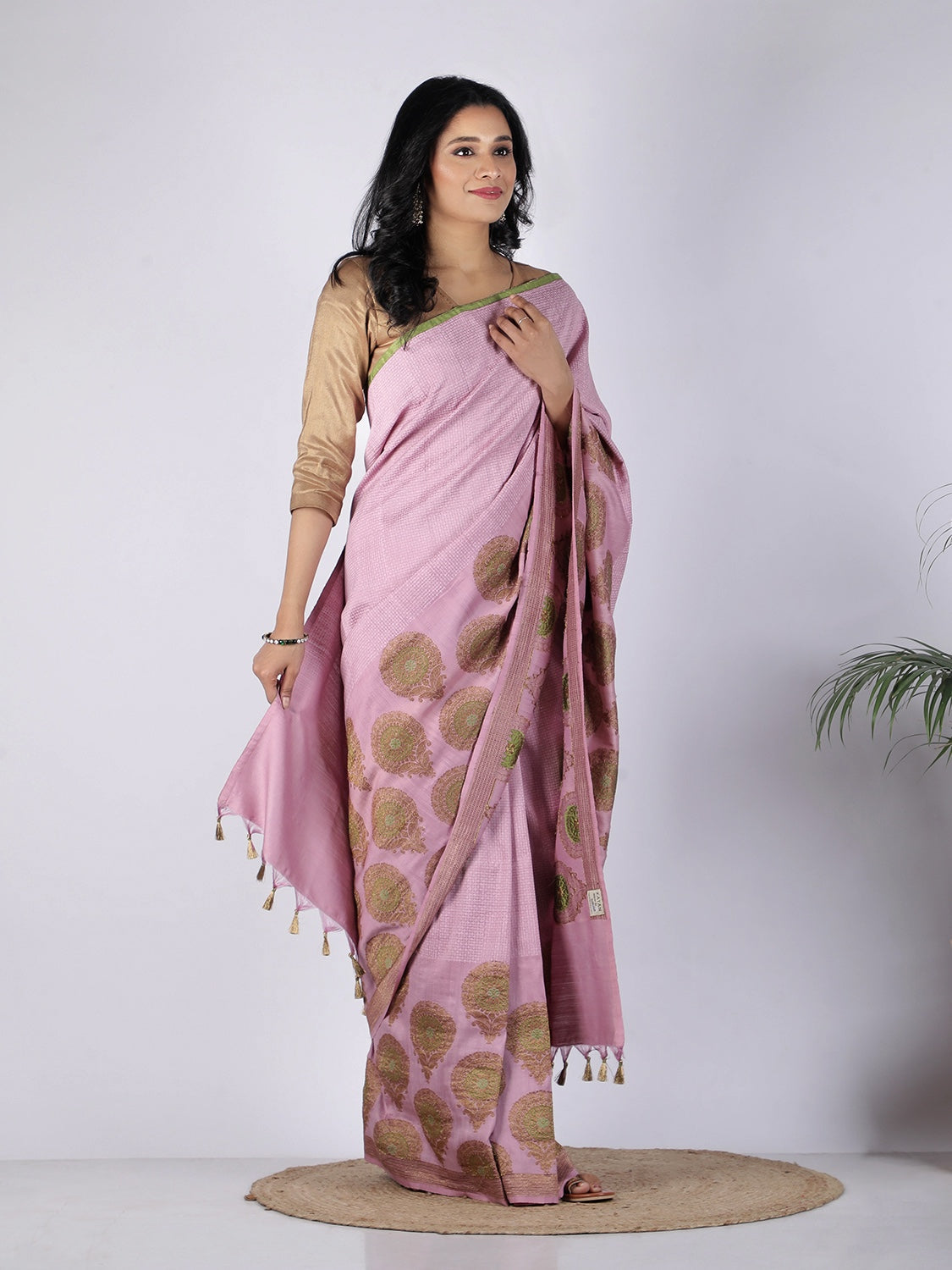 Tahiti Mauve Matka Georgette Saree