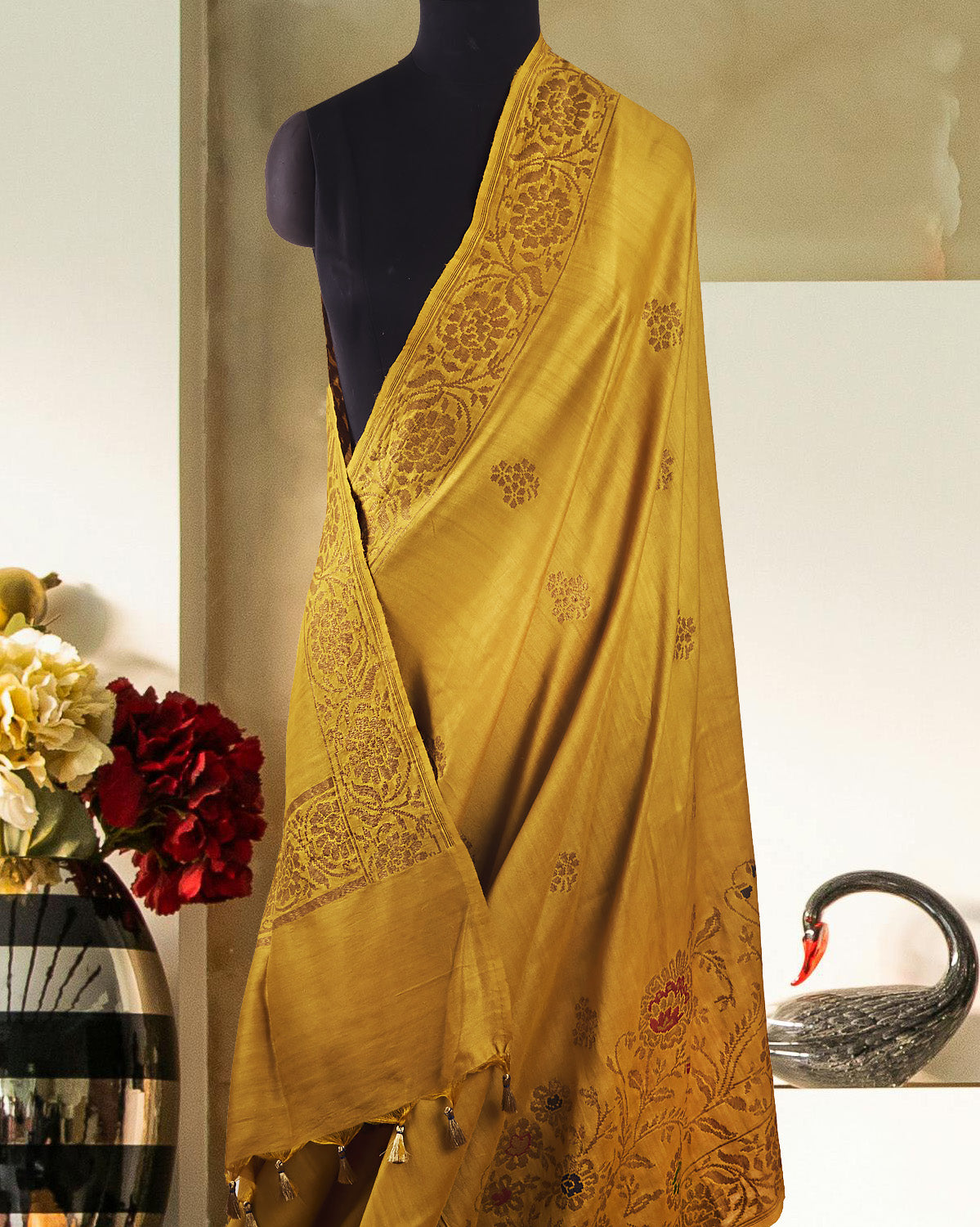 Fragrance of Haldi Yellow Matka Georgette Saree