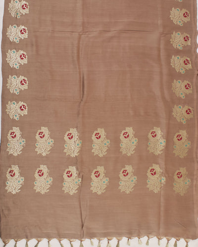 Arabica Brown Boota Matka Georgette Saree