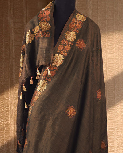 Gulab Khaas Olive Matka Georgette Saree