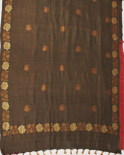 Gulab Khaas Olive Matka Georgette Saree