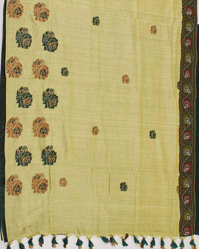 Ujjayanta Green Embroidered Matka Georgette Saree