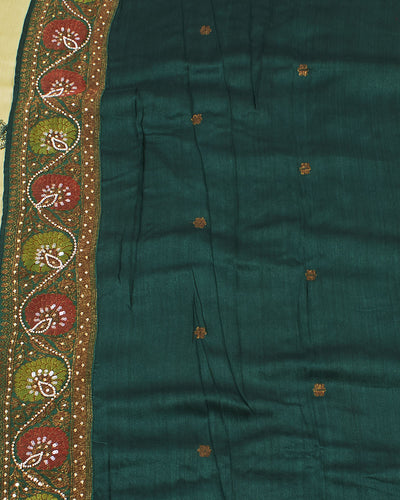 Ujjayanta Green Embroidered Matka Georgette Saree