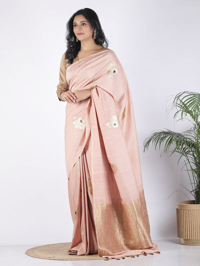 Santorini Peach Matka Georgette Saree